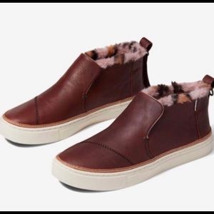 Toms Paxton Faux Leo Fur Dark Brown Slip-Ons 8